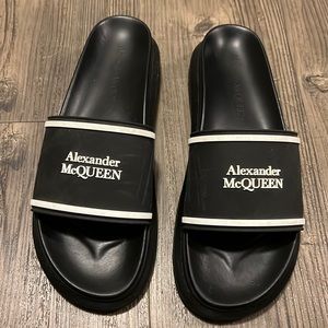 Alexander McQueen embossed logo slides